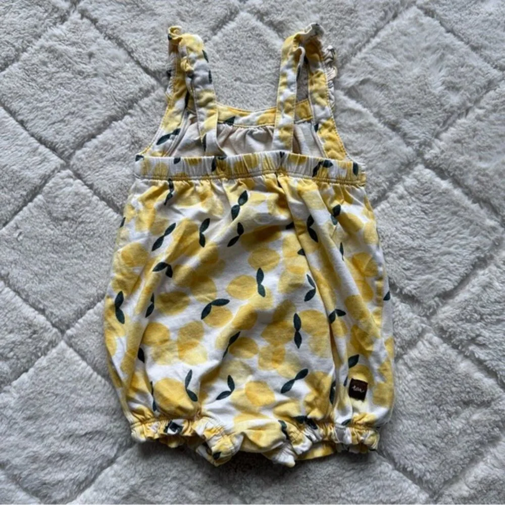 Tea Collection | White & Yellow Italy Piccoli Limoni Romper | Size 3/6 Months